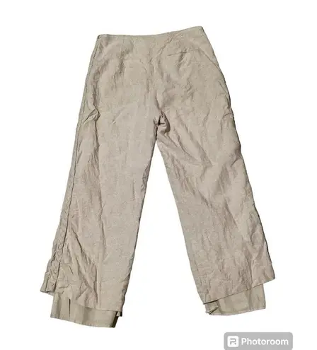 Jason Wu Linen Blend Tan Khaki High Rise Trousers Braid Accent 6 Cropped