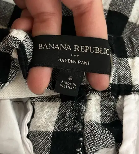Banana Republic Factory Hayden Pant Black & White Checkered Linen Blend Size 8