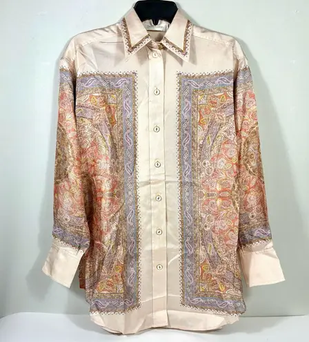 Zimmermann Illustration Paisley Silk Button Up Shirt Paisley Haze 4 US 0 AU NWT