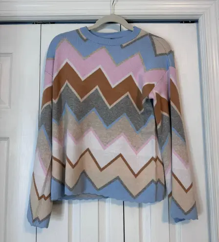 NWT CHARLIE B Blue and Pink Crew Neck Sweater