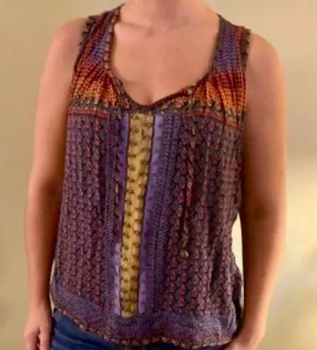 MÁNDALA Boho Chic Multicolor Tank Top Purple Size L