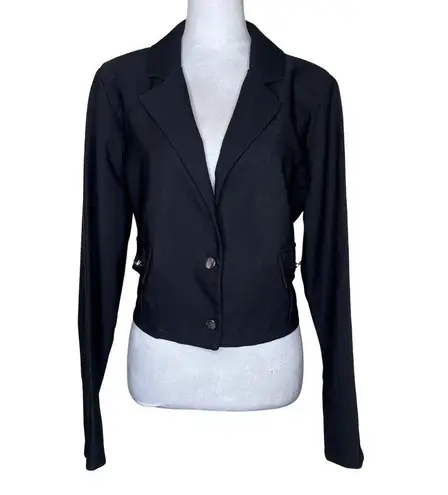 Madden Nyc Women's Black Cropped Silver Button Accent Blazer Occasion XL