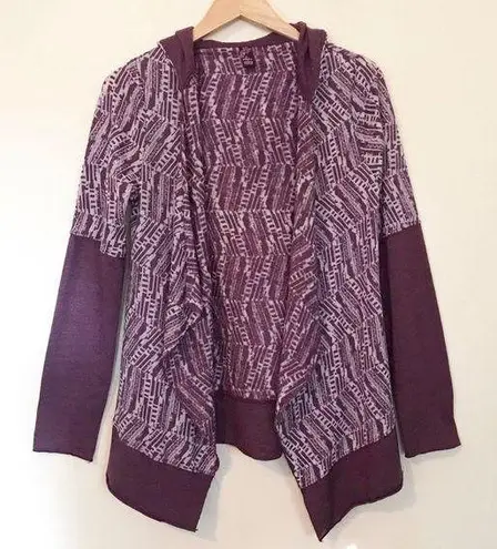 prAna Graceful Wrap Organic lightweight Tribal purple burnout Hoodie jacket Top