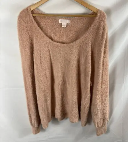 Rachel Parcell Fuzzy Eyelash Sweater Rose Pink size XXL