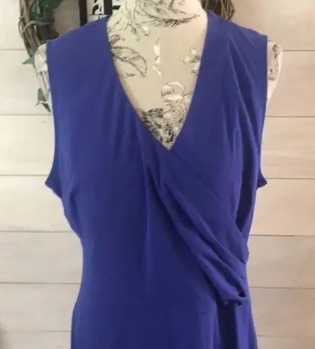 NYDJ Sleeveless Size 16 Cobalt Blue Sheath Dress With V-Neckline