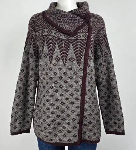 Royal Robbins Gray and Burgundy Cowl Neck Sweater