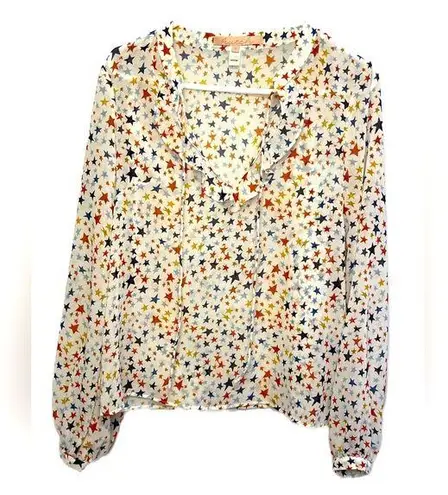 Hutch (Anthropologie) Boho Stars Print Blouse Small Tie Neck