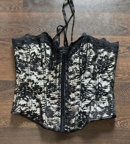 Floral Lace Corset Bustier Hook & Eye Front, Lace