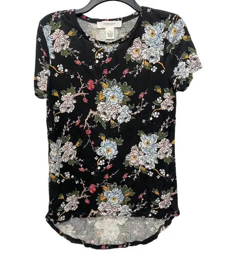 Workshop Republic Clothing Dark Floral Print Short Sleeve Tunic Top - Size S