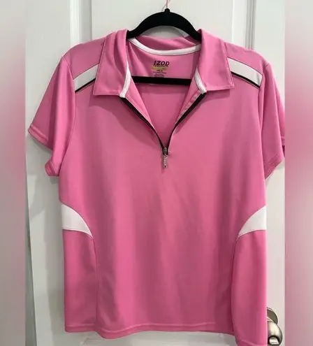 IZOD Performance Golf Pink and White Polo Shirt XL DriFit Cool Fx