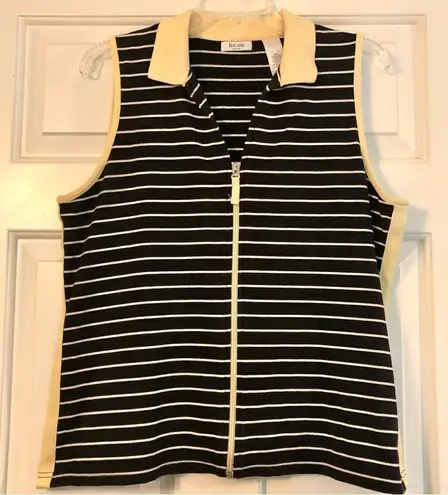 Liz & Co Black, White Stripped Sleeveless V