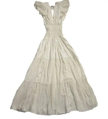 Jen's Pirate Booty NWT Purple Rain Maxi in Natural Ivory V-neck Tiered Dress M