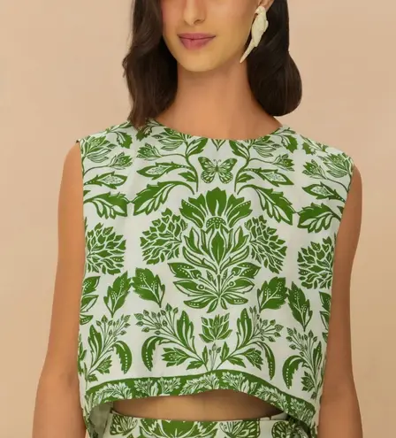 Farm Rio Green Delicate Tapestry Lenzing™ Ecovero™ Euroflax™ Blouse