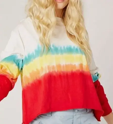 Daydreamer Free People FP Tropical
Rainbow Tie Dye Long Sleeve Top Size Medium