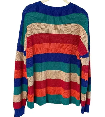 Umgee  Women’s Colorful Colorblock Crewneck Sweater Size Large