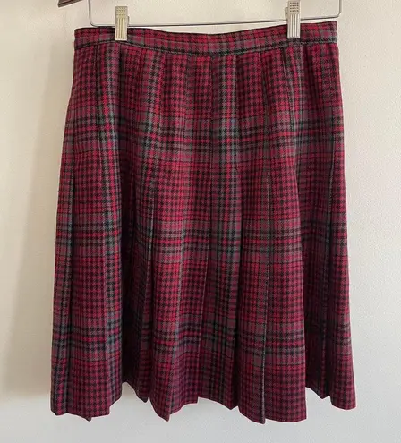 Vintage Red Plaid Pleated Knee High School Girl Skirt Size 10