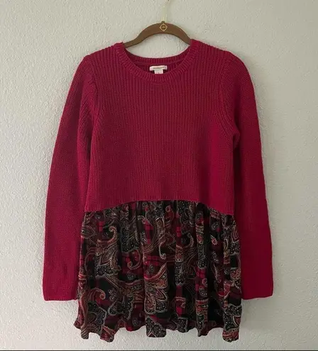 Westbound Burgundy Paisley Sweater BOHO Top