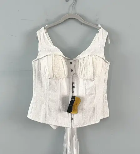 NWT Corset Story White Cotton Embroidery Anglaise Overbust with Gathered Bust Size undefined