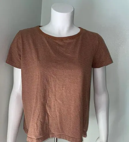 Mod Ref  High/Low Short sleeve brown stripe tee small - Image 1