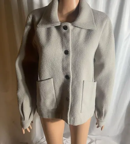 Magaschoni Women's Size L GrayTeddy Jacket Relaxed Fit Snap Buttons NWT