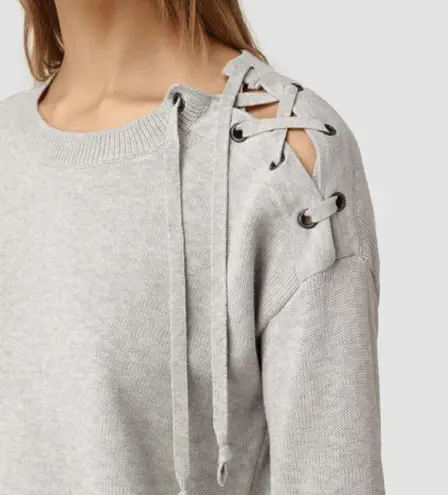 ALLSAINTS Light Gray Revo Lace Jumper Pullover Sweater S