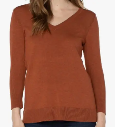Liverpool Copper Heather Sweater L Lightweight V Neck Neutral Contemporary