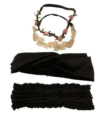 Lot of 4 Headbands Flower Crown Stretch Hair Accessories Pink