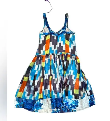 Tracy Reese Multicolor Geometric Midi Dress Sleeveless 100% Silk Size Large