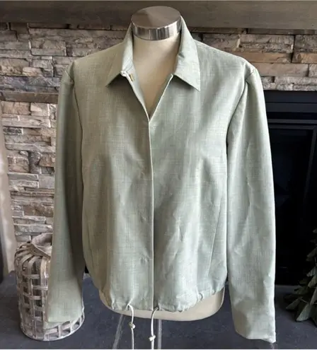 Oscar de la Renta Green Boxy Button Down Jacket