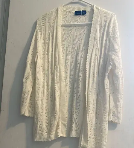 Basic Editions Cream Cardigan Sweater Lightweight Knit Size L