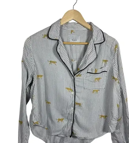 Rails Kellen Striped Wild Cats Pajama Top in White/Black Size S