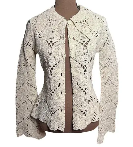 BY MALENE BIRGER Crochet Gwenevere Cardigan Small NWOT Tan