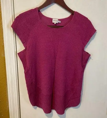 Armani Collezioni NEW women's 10 stretchy knit semi-see-thru cap sleeve top NWOT