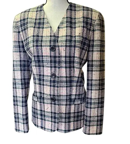 Pendleton classics wool blend tweed button up suit jacket blazer SZ 12 coquette