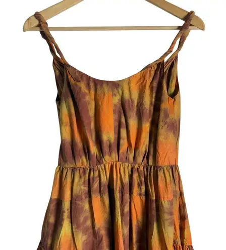 Ulla Johnson Valentina Orange Tie Dye Print A-Line Sleeveless Midi Dress Size 0