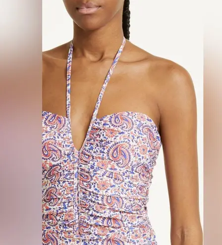 Veronica Beard Hazina Paisley Ruched One-Piece Swimsuit, Medium, $328