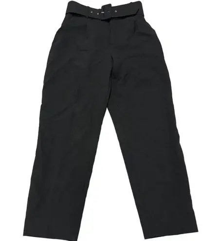 ZARA  Pants Womens Small Black High Rise Belted Tapered Trouser Ankle