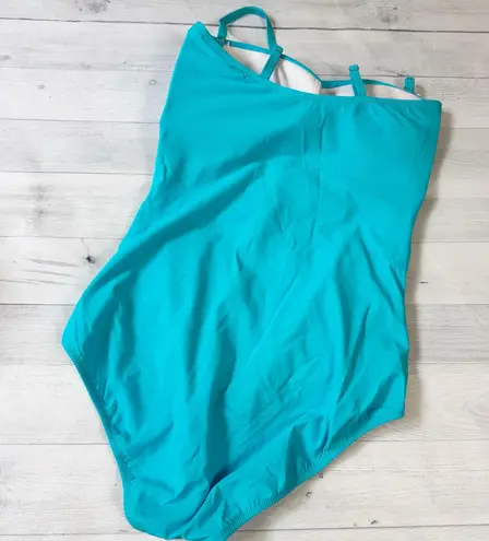 Gottex Profile by Turquoise Ruched One Piece Swimsuit XL D Cup Aqua