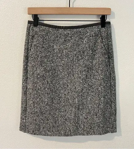 Max Mara S Virgin Wool Gray White Tweed Pencil Skirt Size 2