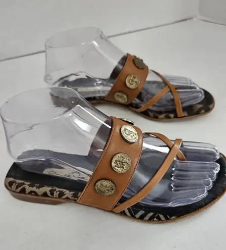 Oscar de la Renta Leather Sandles With Coins EU 36.5 Womens Size 6 Vero Cuo