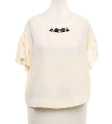 3.1 Phillip Lim  T-shirt in cream with ruffled sleeve