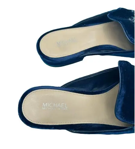 Michael Kors Michael  Edie Admiral blue velvet slides shoes black rhinestones 7.5