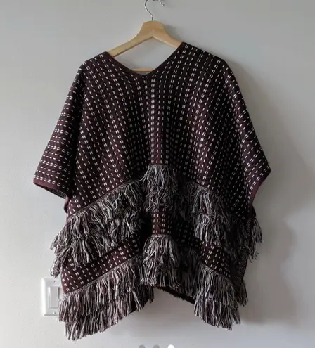 Guess Charlotte Jacquard Poncho Jacket Cape Sweater