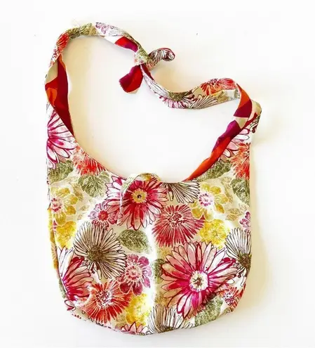 Handmade Reversible Floral And Chevron Sling Bag Hobo Tote