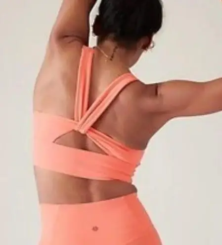 Athleta  WARRIOR TWIST LONGLINE BRA A-C - Coral Orange - Large