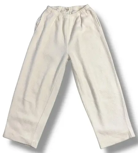 Mast Womens Fleece Casual Sweatpants Ivory Cream Straight Leg Pockets Soft Small