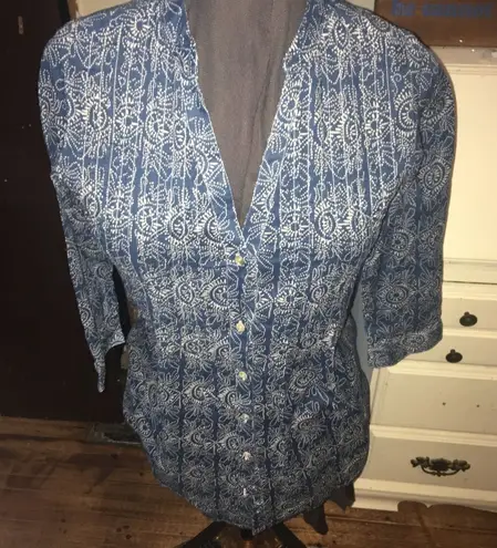 Rock Flower Paper S pin tuck button down tunic Blue
