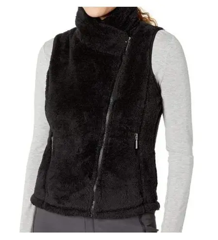 Mountain Khakis Wanderlust Fleece Vest M Zip Black Fuzzy Assymetric Moto Size M