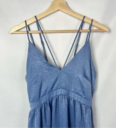 The Vanity Room Blue Cross Back Satin Slip Maxi Gown Dress XS