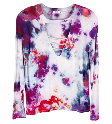 Heart Hips Small Top Handmade Tie Dye My Love Purple Pink Strappy Keyhole 265